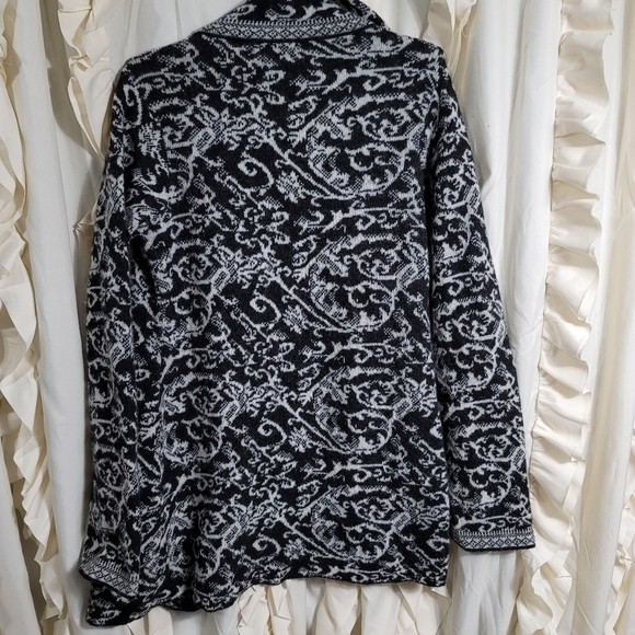A. Ida Wool Blend Filigree Swirl Pattern Cardigan Open Front Made Italy Medium - Picture 5 of 6